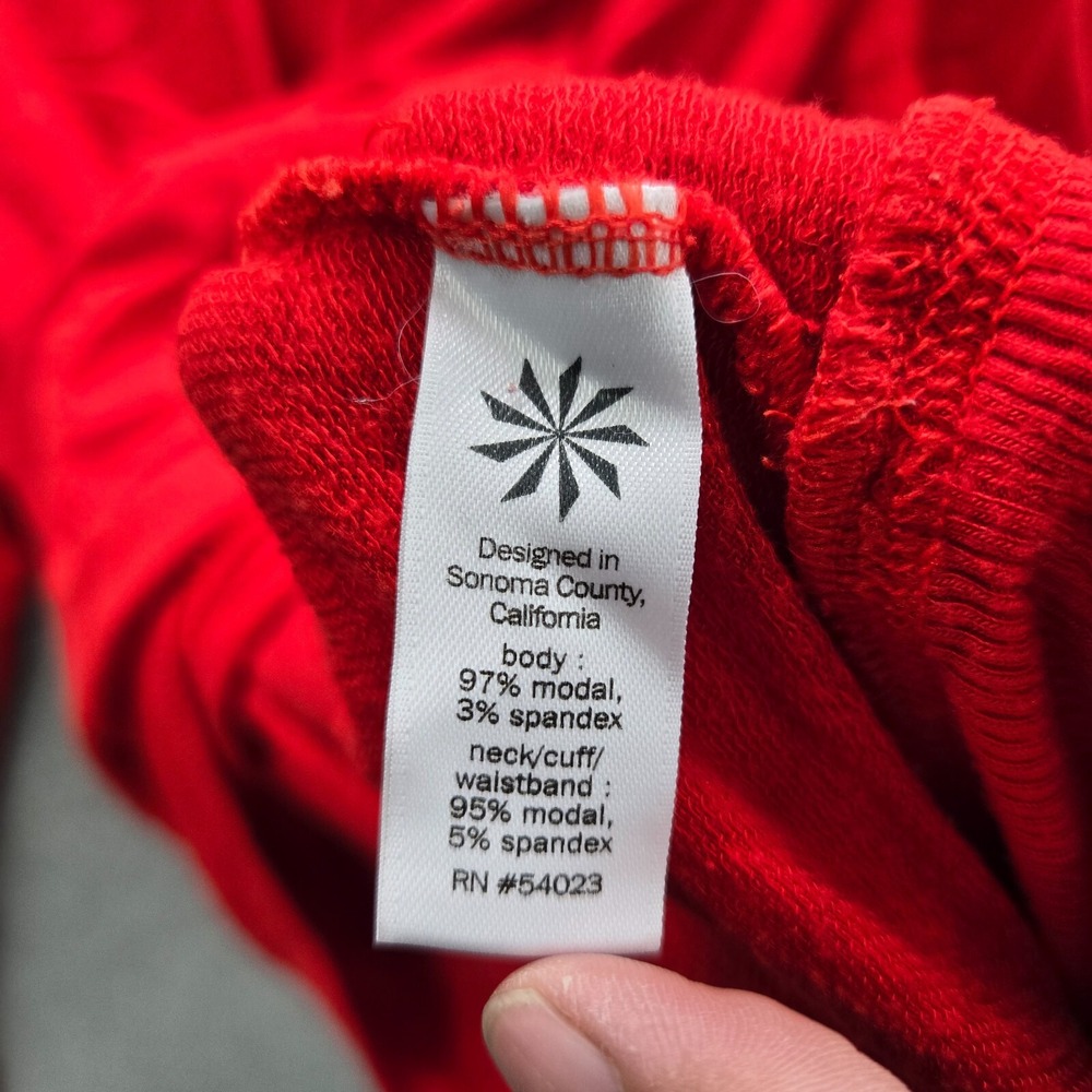 ATHLETA Women Sweatshirt Medium Red Asymmetrical Hem Criss Cross Pullover - Picture 7 of 9